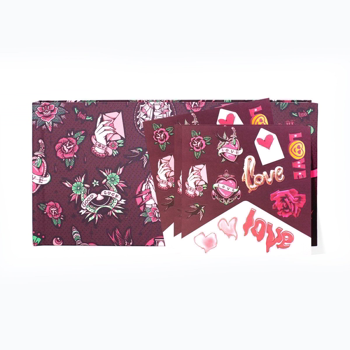 Álbum Love Tattoo p/ 60 fotos polaroid + Cartela de Adesivos